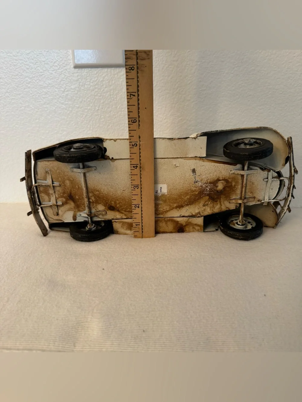 Vintage 1930s Style Metal Sedan Car Model Large 13” Rustic Decor